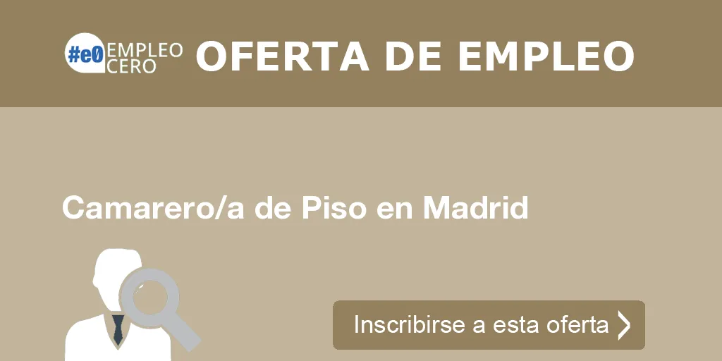 Camarero/a de Piso en Madrid