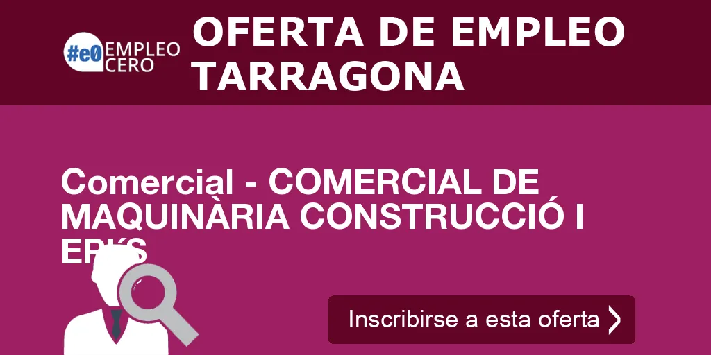 Comercial - COMERCIAL DE MAQUINÀRIA CONSTRUCCIÓ I EPI´S
