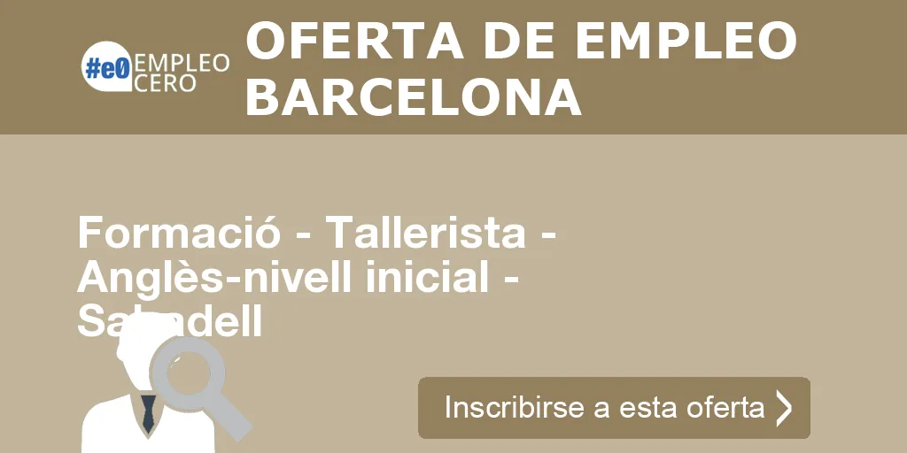 Formació - Tallerista - Anglès-nivell inicial - Sabadell