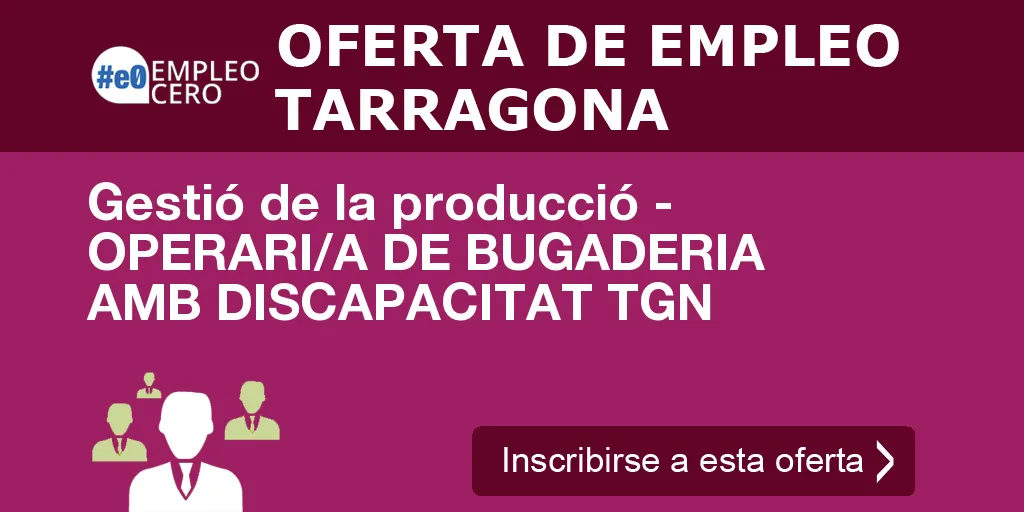 Gestió de la producció - OPERARI/A DE BUGADERIA AMB DISCAPACITAT TGN