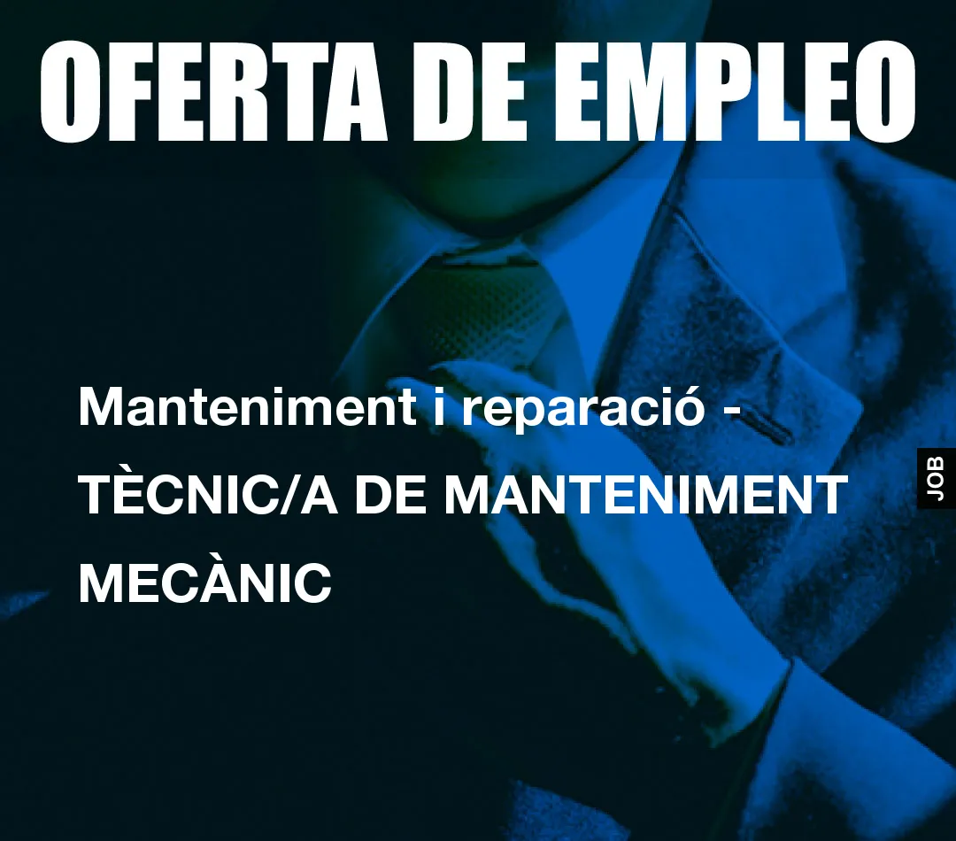 Manteniment i reparaci贸 – T脠CNIC/A DE MANTENIMENT MEC脌NIC