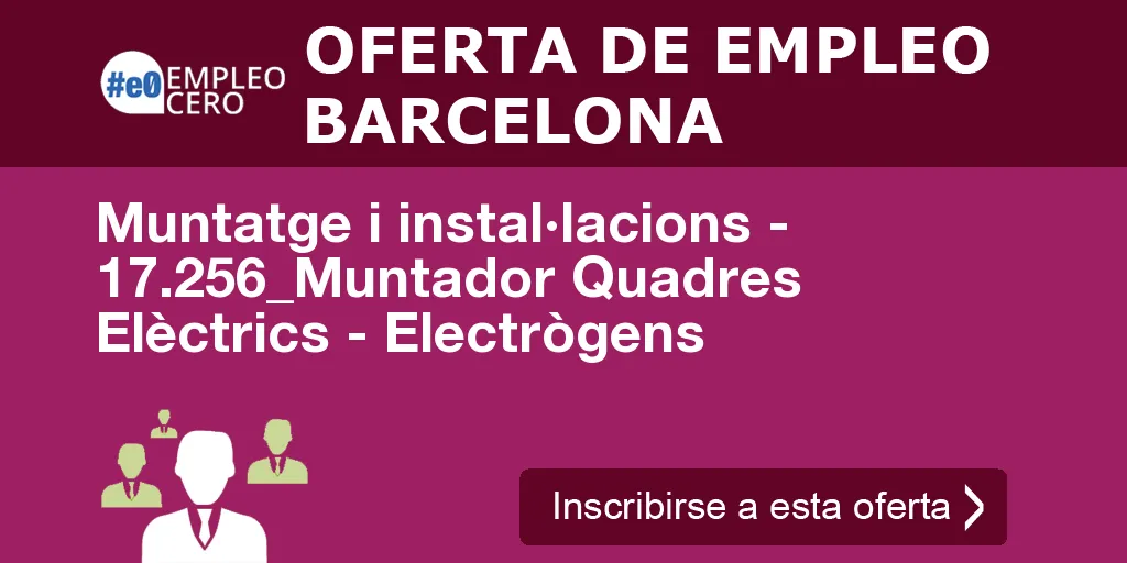 Muntatge i instal·lacions - 17.256_Muntador Quadres Elèctrics - Electrògens
