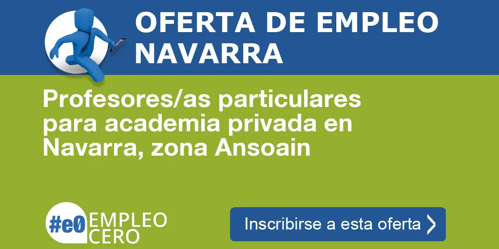 Profesores/as particulares para academia privada en Navarra, zona Ansoain