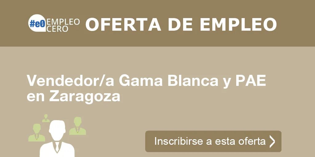 Vendedor/a Gama Blanca y PAE en Zaragoza